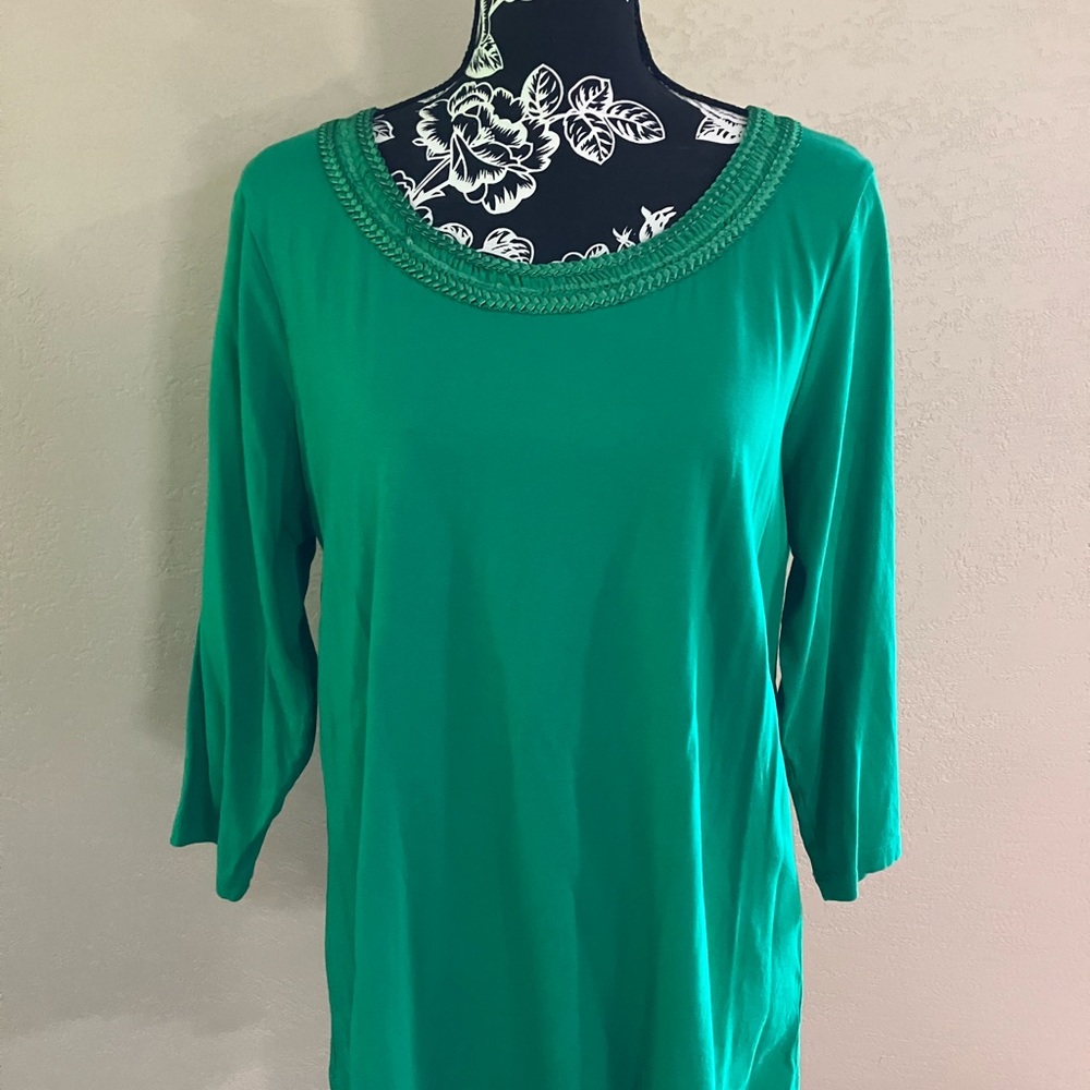 🎁2/$12 COLDWATER CREEK GREEN XL 100% SUPIMA COTTON SHIRT - Picture 1 of 9